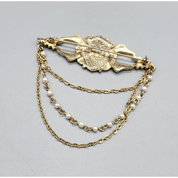 Pakula Signed Gold Tone Layered Dangle Chain Pin Brooch Br1 - Picture 5 of 7